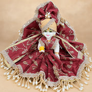 Royal Maroon Designer Laddu Gopal Ji Dress with Pagdi & Patka