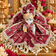 Royal Maroon Designer Laddu Gopal Ji Dress with Pagdi & Patka