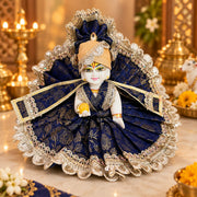 Royal Navy Blue Designer Laddu Gopal Ji Dress With Pagdi & Patka