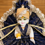Royal Navy Blue Designer Laddu Gopal Ji Dress With Pagdi & Patka