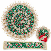 Designer Green Laddu Gopal Ji Dress With Pagdi & Patka