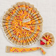 Royal Yellow &amp; Orange Designer Laddu Gopal Ji Dress With Pagdi & Patka