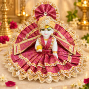 Royal Pink Designer Laddu Gopal Ji Dress –With Pagdi & Patka