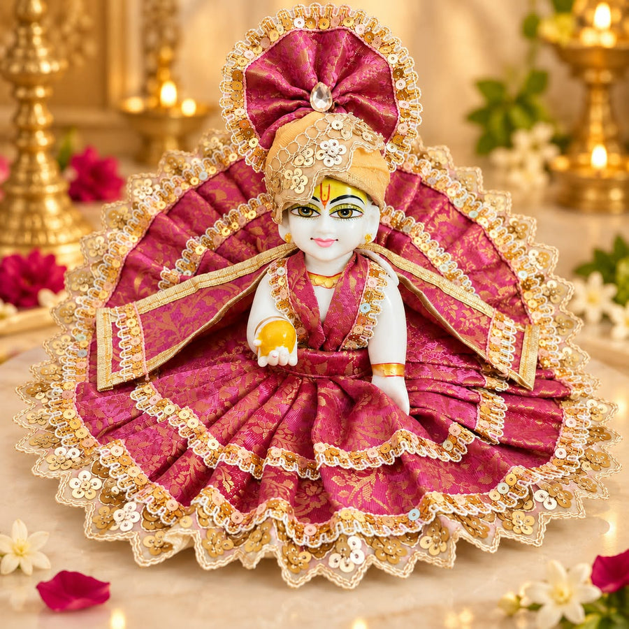 Royal Pink Designer Laddu Gopal Ji Dress –With Pagdi & Patka