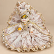 White &amp; Golden Designer Laddu Gopal Ji Dress –With Pagdi & Patka