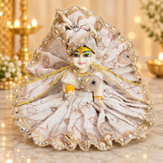 White &amp; Golden Designer Laddu Gopal Ji Dress –With Pagdi & Patka