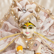 White &amp; Golden Designer Laddu Gopal Ji Dress –With Pagdi & Patka