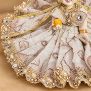 White &amp; Golden Designer Laddu Gopal Ji Dress –With Pagdi & Patka