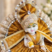 Golden Mustard Designer Laddu Gopal Ji Dress –With Pagdi & Patka