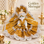 Golden Brocade Festive Dress for Laddu Gopal Ji-With Pagdi & Patka