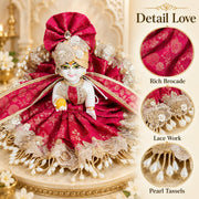 Rani Pink Designer Dress for Laddu Gopal Ji- With Pagdi & Patka