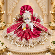 Rani Pink Designer Dress for Laddu Gopal Ji- With Pagdi & Patka