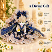 Royal Blue Designer Dress for Laddu Gopal Ji-With Pagdi & Patka