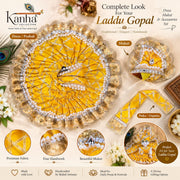 Royal Yellow Designer Dress for Laddu Gopal Ji-With Pagdi & Patka