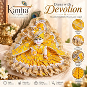Royal Yellow Designer Dress for Laddu Gopal Ji-With Pagdi & Patka
