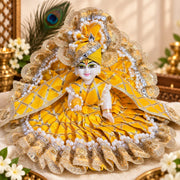 Royal Yellow Designer Dress for Laddu Gopal Ji-With Pagdi & Patka