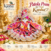 Pink Patola Designer Dress for Laddu Gopal Ji- With Pagdi & Patka