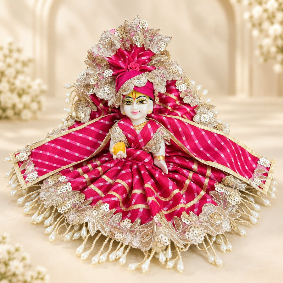 Royal Pink Dress For Laddu Gopal ji-With Pagdi & Patka