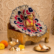 Pink & Navy Blue Patel Designer Dress For Laddu gopal jI For Diwali