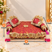 Premium Pink Embroidered Laddu Gopal Ji Singhasan Aasan