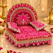 Premium Pink Lotus Royal Designer Laddu Gopal Ji Singhasan Aasan
