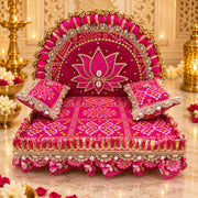 Premium Pink Lotus Royal Designer Laddu Gopal Ji Singhasan Aasan