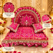 Premium Pink Lotus Royal Designer Laddu Gopal Ji Singhasan Aasan