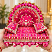 Premium Pink Lotus Royal Designer Laddu Gopal Ji Singhasan Aasan