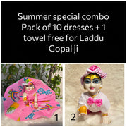 Summer Special Combo for laddu gopal  Pack of 10 Dresses + 1 Towel free for laddu ji