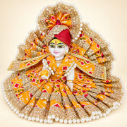 Royal Yellow &amp; Orange Designer Laddu Gopal Ji Dress With Pagdi & Patka