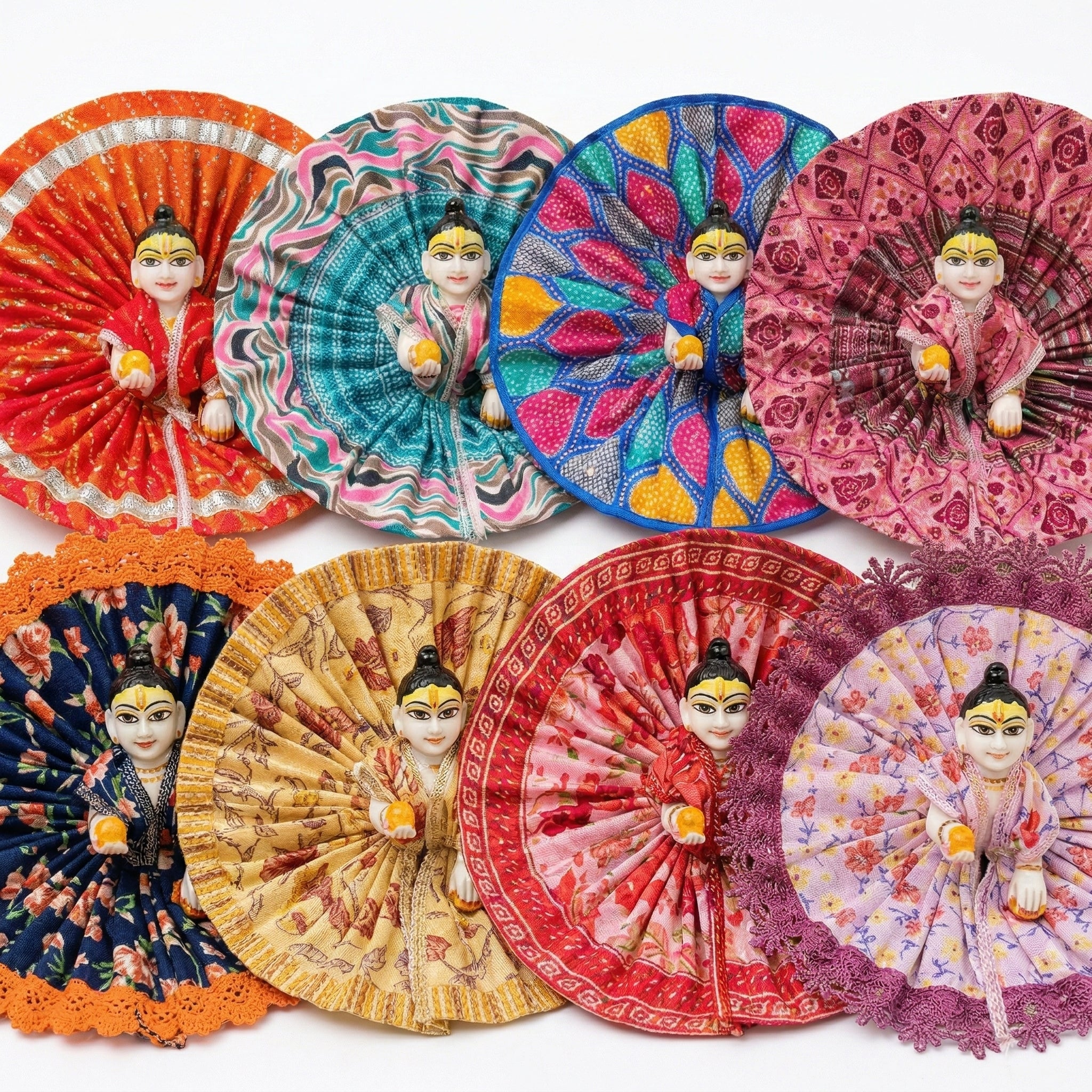 BEAUTIFUL 8pc Cotton DRESS Combo for laddu gopal ji + Pagdi & Bansuri Free (washable dress)