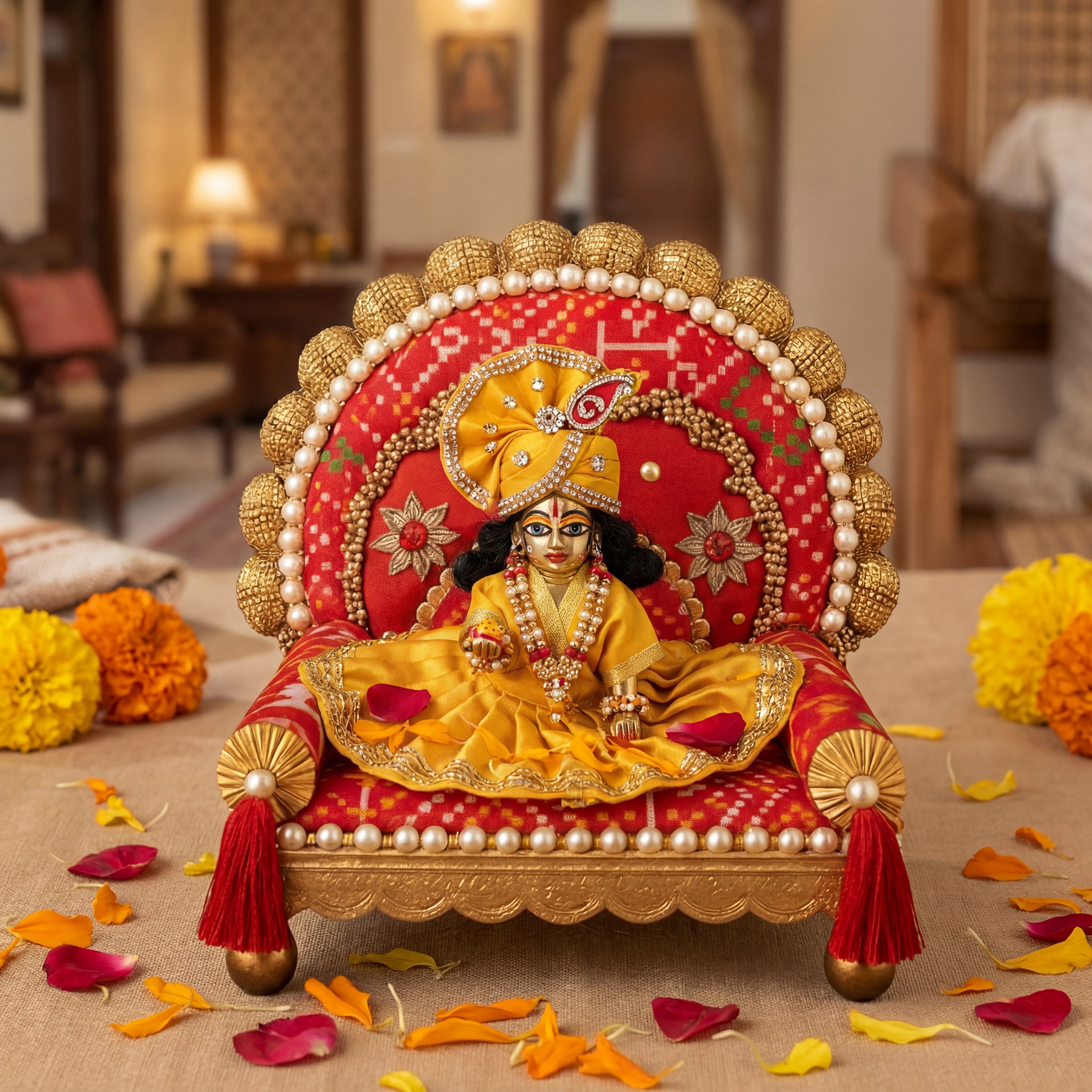 Premium Handcrafted Designer Singhasan for Kanha Ji