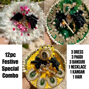 12pc Festive SPECIAL COMBO WITH JEWELLERY + 2 COTTON DRESS FREE