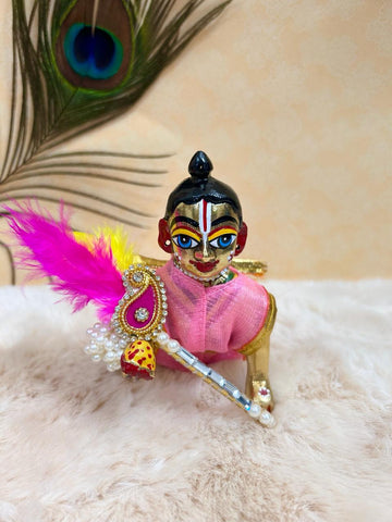 Pink yellow Feather Bansuri