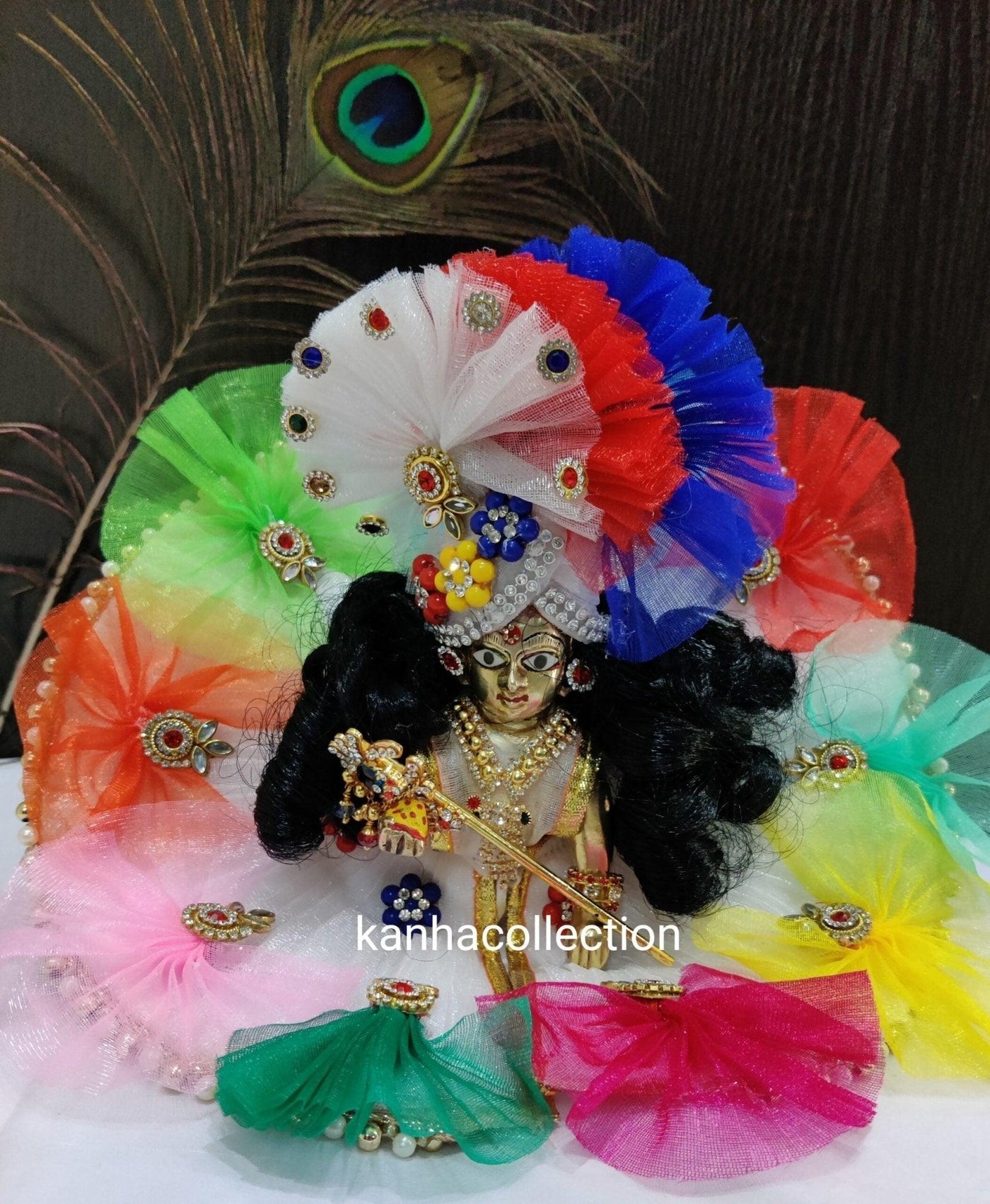 Beautiful multi color white Dress - Kanha Collection