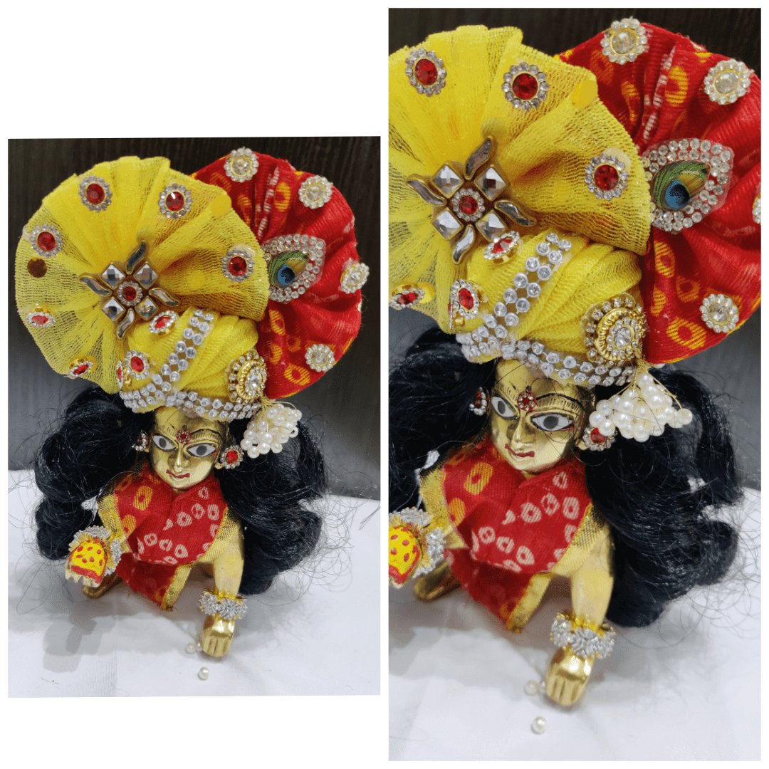 Laddo gopal yellow colour pagri - Kanha Collection